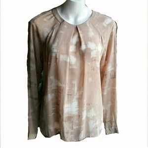 Valette Tan and White Tie Dye Silk Blouse Size Small